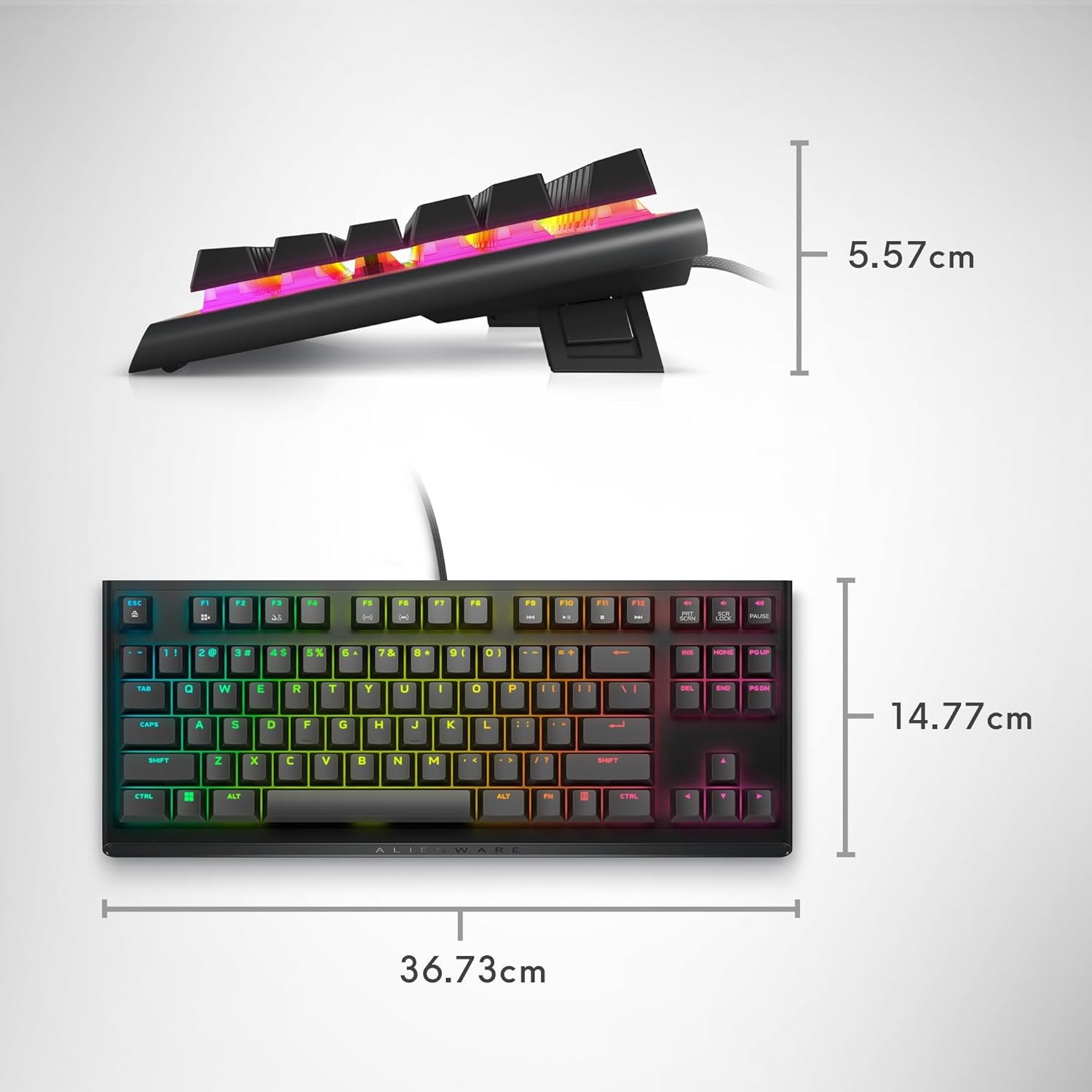 Low-Profile RGB Gaming Keyboard AW510K: Alienfx per Key RGB LED - Media CONTROLS & USB Passthrough - Cherry MX Low Profile Red Switches