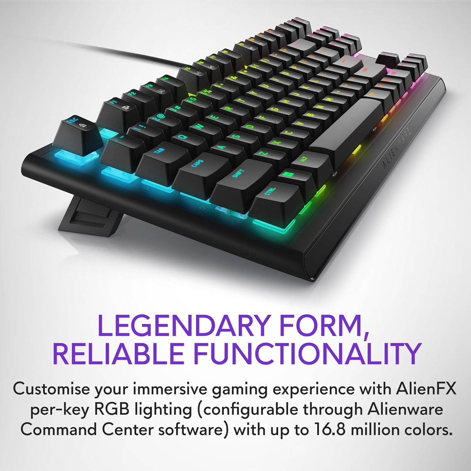 Low-Profile RGB Gaming Keyboard AW510K: Alienfx per Key RGB LED - Media CONTROLS & USB Passthrough - Cherry MX Low Profile Red Switches
